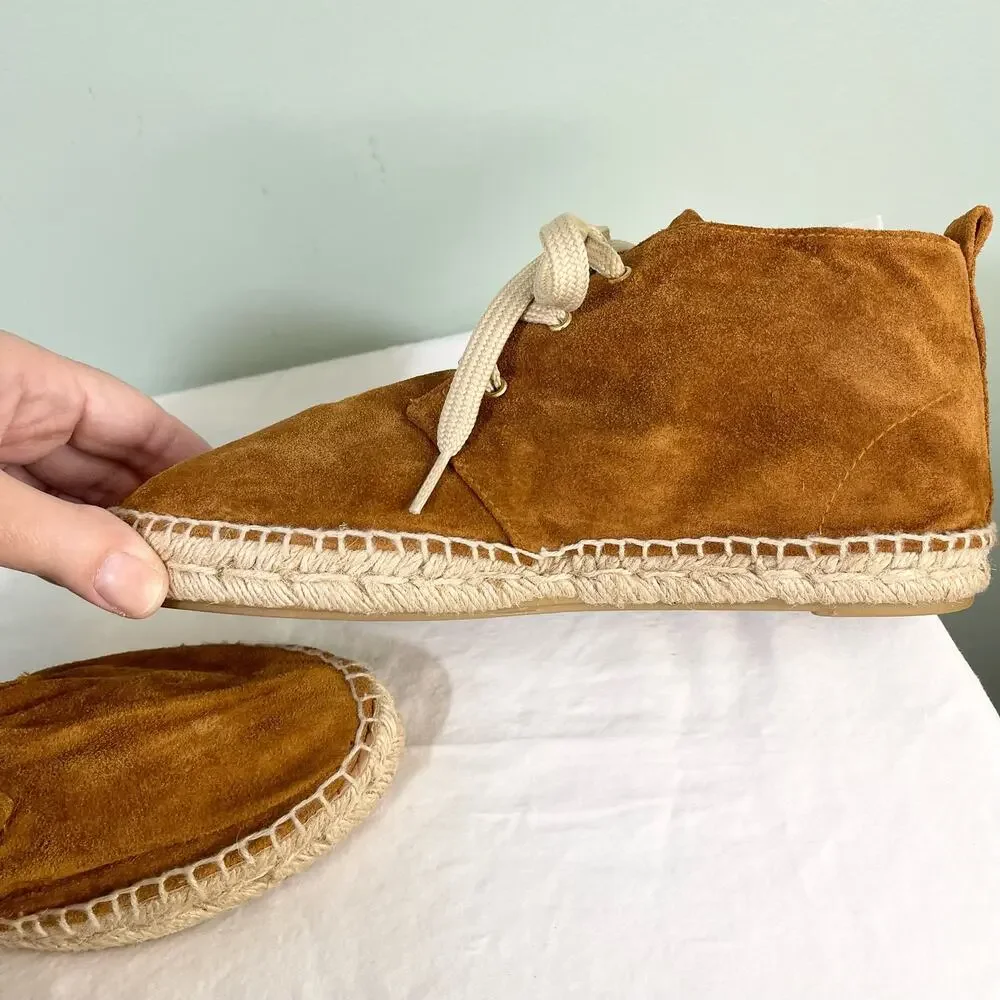 275 Central Espadrille Ankle Boots 39/9 Brown Suede Cabincore Boho Cottagecore
